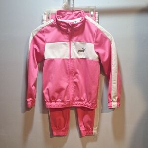 Puma Kids Pink and White Track Set